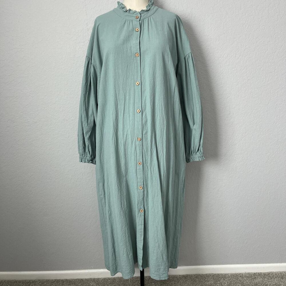 ✨ Dreamy Sage Green Cotton Smock Dress / Robe ✨